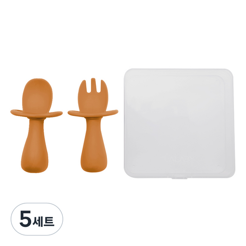 랄라비 아이주도 스푼포크세트 + 케이스, 02 옐로우(스푼포크세트), 스푼 + 포크 + 케이스, 5세트