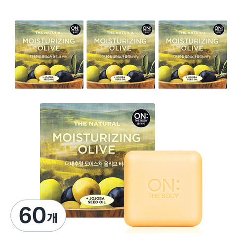 온더바디 더내추럴 모이스처 비누 올리브향, 90g, 60개입