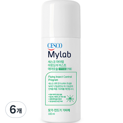 세스코마이랩 아웃도어 미스트 에어로솔 무향 모기기피제, 100ml, 6개