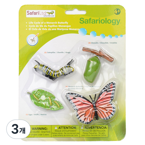 사파리엘티디 피규어 622616 왕나비의성장과정 Life Cycle of a Monarch Butterfly, 3개