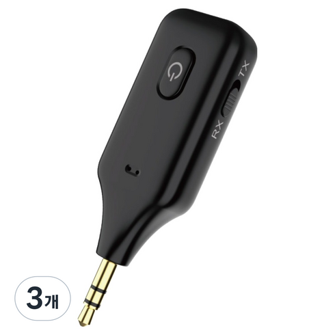 컴스 블루투스 v5.1 오디오 송수신기 AUX 스테레오 3.5mm, IH389, 블랙, 3개