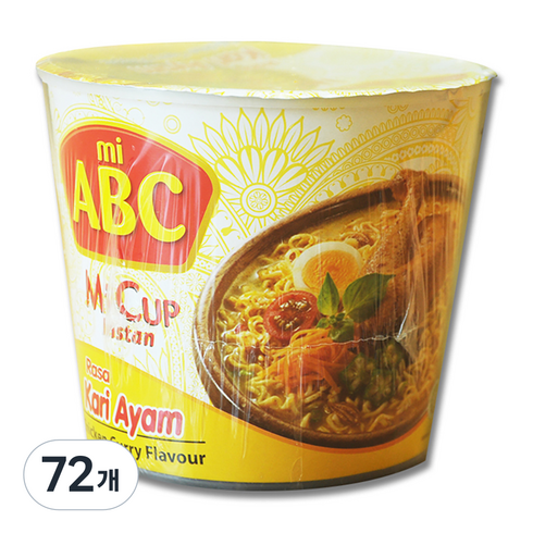 ABC 미컵 인스턴트 라사 카리아얌 치킨커리향 60g, 72개