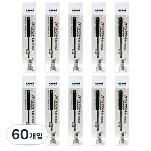 제트스트림 SXR-5 유니 유성잉크 리필심 0.5mm, 블랙, 60개