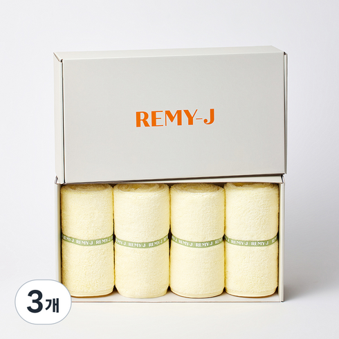 레미제이 레몬 타올 250g 40수 코마사 4p, 옐로우, 3개