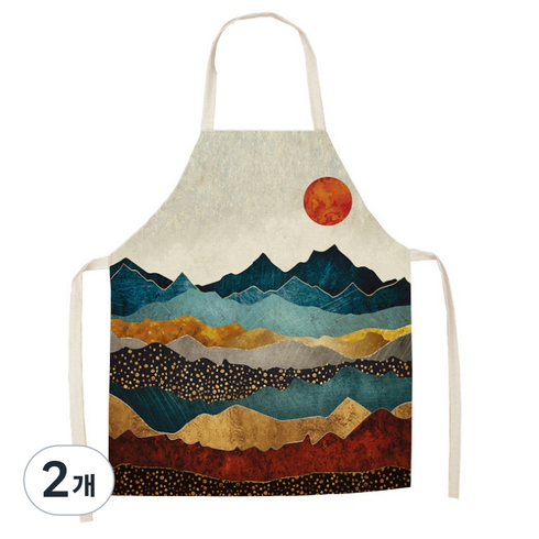 에이홉 풍경 일러스트 앞치마 47 x 38 cm, IT-06, 2개