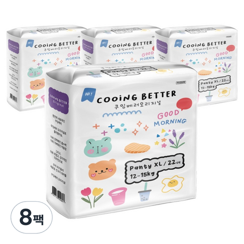 Cooing 베러 오리지널 팬티형 기저귀, 특대형(XL), 176매