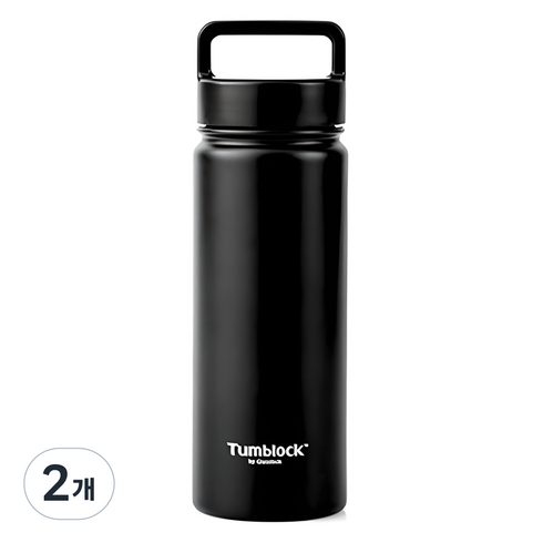 텀블락 스포티 핸들 텀블러, 블랙, 500ml, 2개