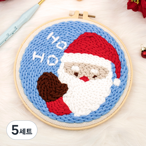 아트조이 DIY 펀치 니들 자수 + 4단 바늘 세트, 5세트, 산타클로스