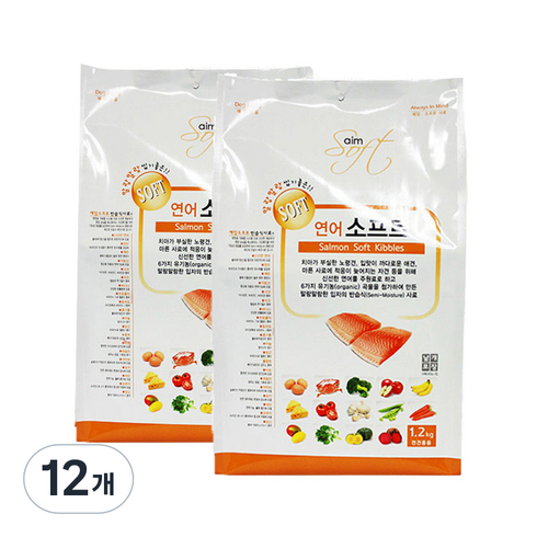 aim 전연령견용 홀리스틱 소프트사료, 연어, 1.2kg, 12개