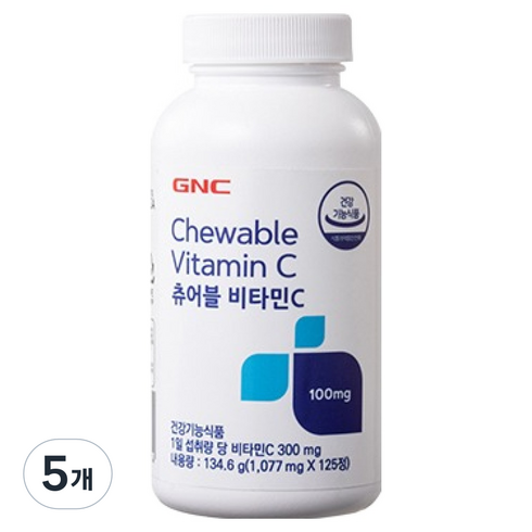 GNC 츄어블 비타민C 134.6g, 125정, 5개