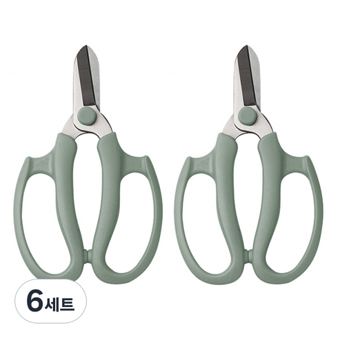 블럭마트 원예용품 라운드 플로리스트 고급꽃가위 카키, 6세트