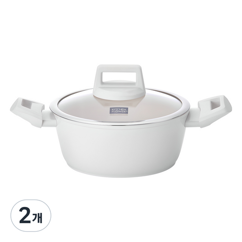 쿠킨 인덕션 그린우드 양수냄비, 20cm, 아이보리, 2개