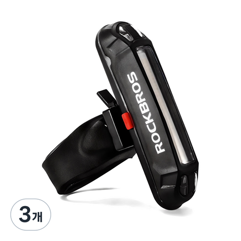 락브로스 3컬러 LED USB 충전식 자전거 후미등, 혼합색상, 3개