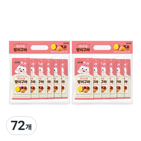 엘빈즈 부드러운 밤이구마 말랭이, 고구마, 72개, 20g