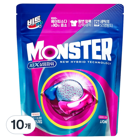 비트 몬스터 팟 10X 삶음파워 캡슐세제 유칼립투스 러쉬, 10개, 25개입