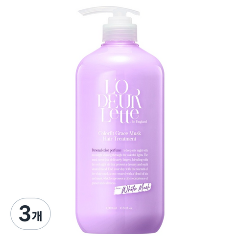 로더렛 인 잉글랜드 컬러핏 그레이스 머스크 자스민향 헤어 트리트먼트, 3개, 1L