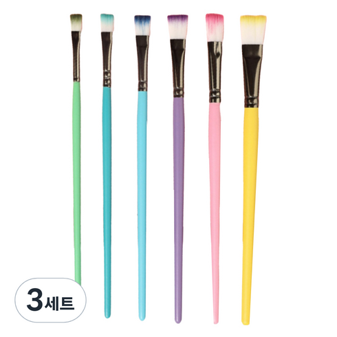 블랙트리 마카롱 수채화 평붓 6종 세트, 2호, 4호, 6호, 8호, 10호, 12호, 3세트