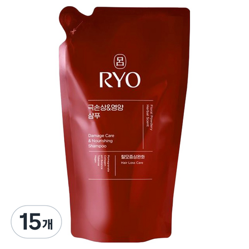 려 함빛 탈모증상완화 극손상 앤 영양 샴푸 플로럴 파우더리향 리필팩, 400ml, 15개