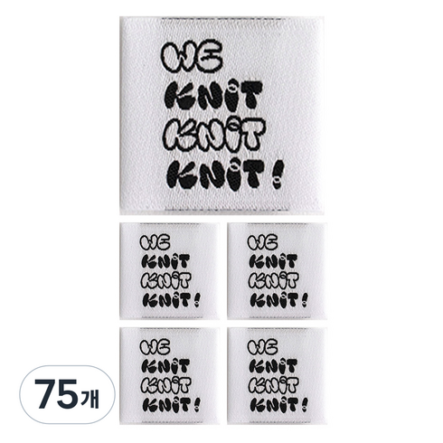 yarna We knit 정사각 페브릭 라벨, 화이트, 75개