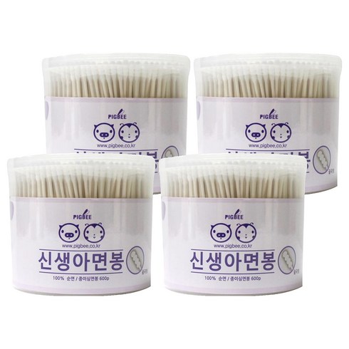 피그비 신생아 면봉, 600개입, 4개