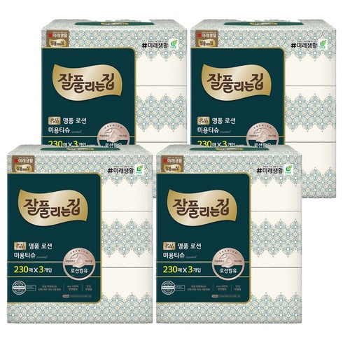 잘풀리는집 명품 로션 미용티슈 2겹, 230매, 12개