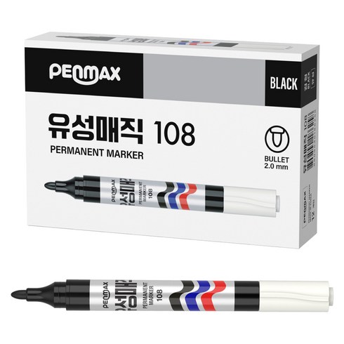 펜맥스 유성매직 108, 흑색, 12개