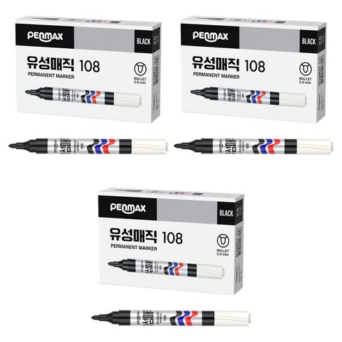펜맥스 유성매직 108, 흑색, 36개