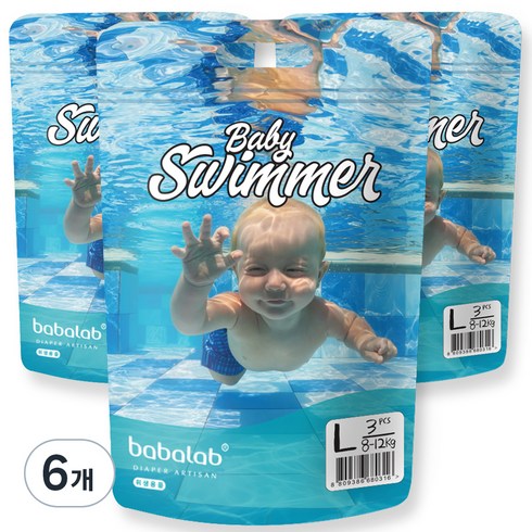 바바랩 팬티형 수영장 기저귀 유아공용, 대형(L), 18매