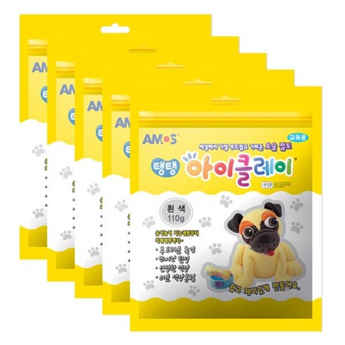 아모스 탱탱 아이클레이 파우치 5p, 흰색, 110g, 5개