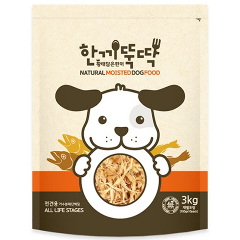 한끼뚝딱 전연령 강아지 소프트사료, 3kg, 1개, 황태+양