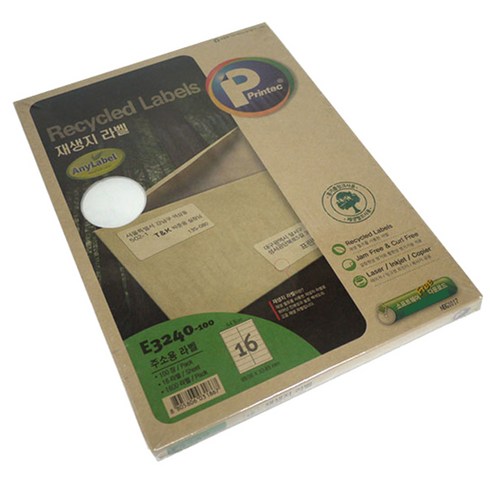 프린텍 애니 친환경용지 라벨지 E3240-100, 16칸, 100개입