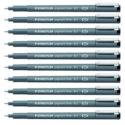 스테들러 피그먼트 라이너 308 잉크펜 0.1mm, 블랙, 10개