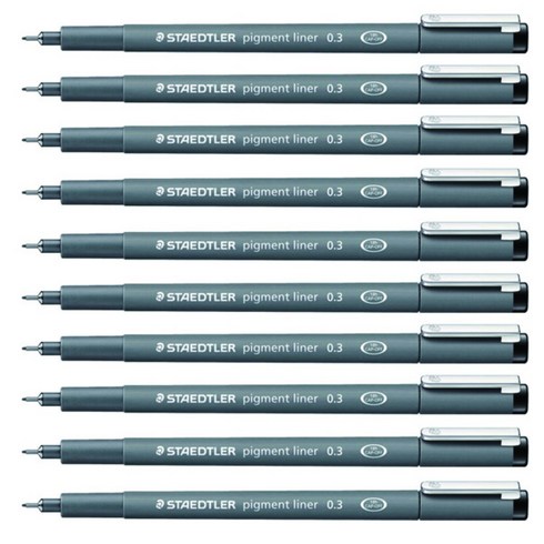 스테들러 피그먼트 라이너 308 잉크펜 0.3mm, 블랙, 10개