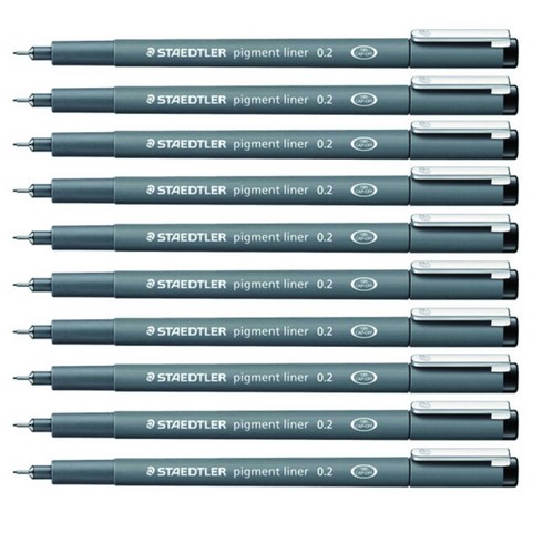 스테들러 피그먼트 라이너 308 잉크펜 0.2mm, 블랙, 10개
