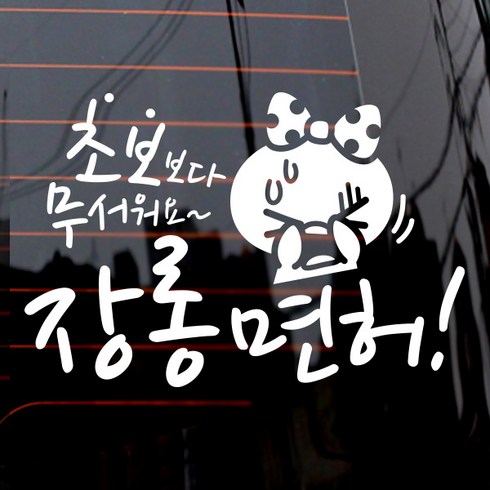제제데코 자동차 스티커 장롱면허 쁘띠, 화이트, 1개