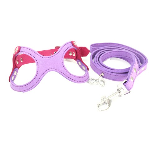 아리코 Dr.Mini 고양이 & 강아지 캐시미어 하네스 + 리드줄, 퍼플, 1개
