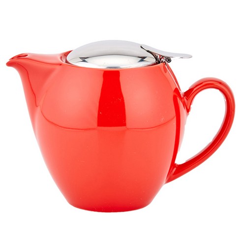 제로재팬 도자기 티포트 라운드 3인용, 토마토, 580ml, 1개