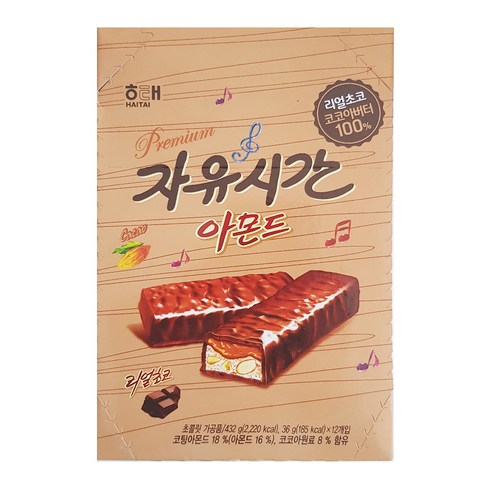 자유시간 아몬드 초코바, 36g, 12개