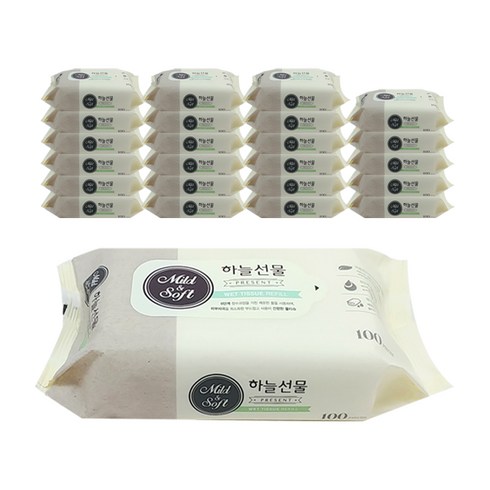 하늘선물 물티슈 리필형, 24개, 100개입