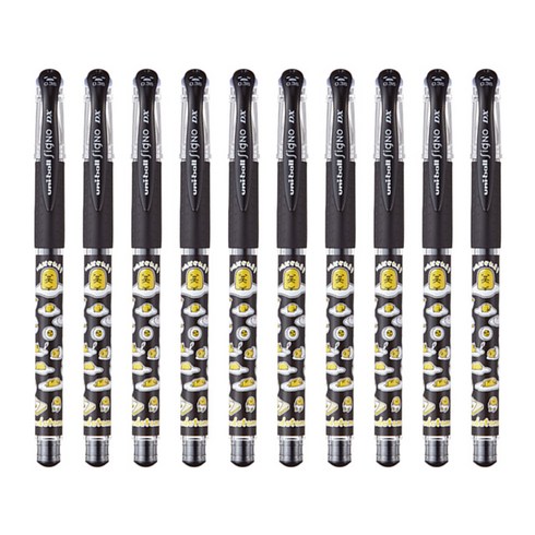 미쓰비시 시그노 유니볼 구데타마 젤잉크펜 0.38mm UM181, 블랙, 10개입