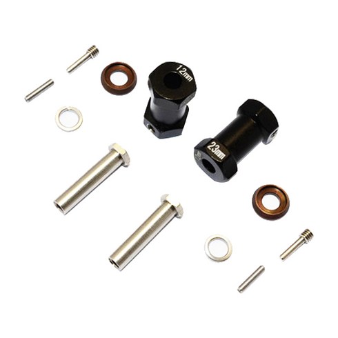 GPM ALUMINIUM Wheel Hex Adapters 23mm Width Use For 4mm Thread Wheel Shaft & 5mm Hole Wheel 1pr set, BK, 1세트