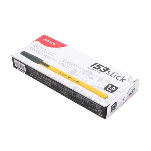 모나미 153 스틱 유성볼펜 1.0mm, Black, 12개