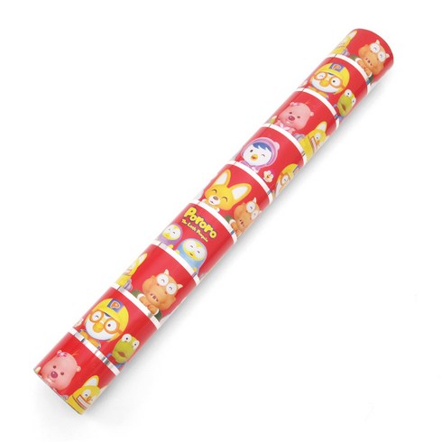 투영디자인 뽀로로 포장지 중 37.5 x 1800 cm, 레드, 1개