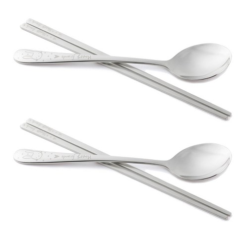 리빙젠 스텐 해피래빗 수저 세트, 숟가락2p+젓가락2p, 2세트