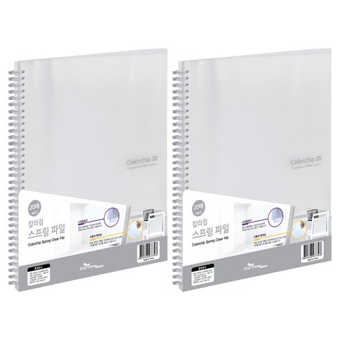 에코청운 칼라칩 스프링 화일 20매 A4, 투명, 2개입