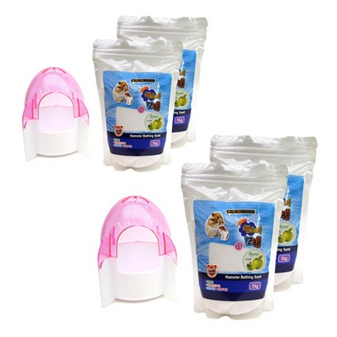 펫우리 햄스터 로켓목욕실 + 목욕모래 사과향 1kg x 2p, 랜덤 발송, 2세트