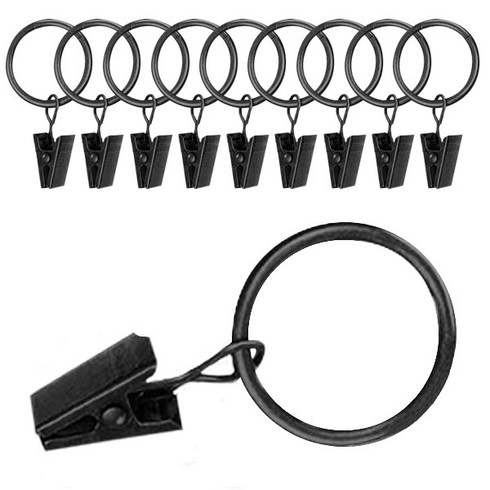 아이프렌즈 메탈릭 커튼 집게링 32mm, 블랙, 10개