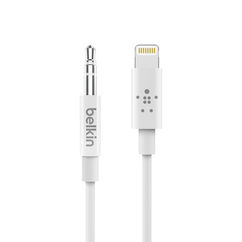 벨킨 3.5mm AUX 오디오 to 라이트닝 8핀 아이폰 케이블 0.9m, AV10172bt03, 화이트