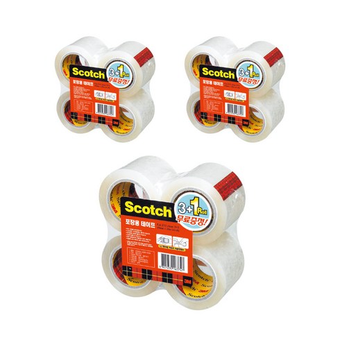 스카치 포장용 테이프 리필 132R 48mm x 20m 4p, 투명, 3개