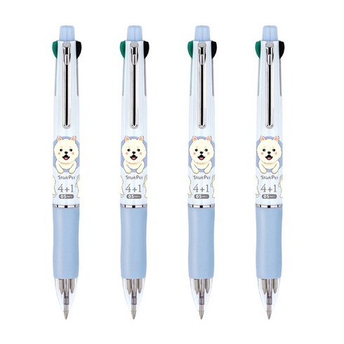 자바펜 펫 초점점도 유성볼펜 + 샤프 0.5mm, 블루, 4개